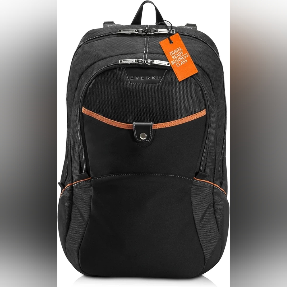 Everki Backpack- Black With Orange Trim
